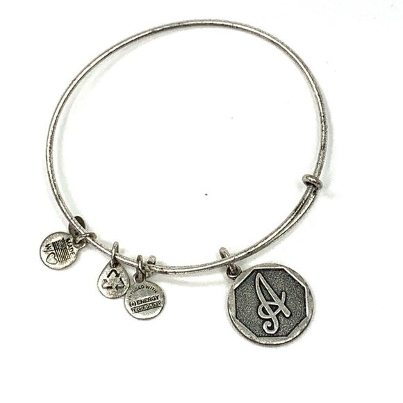 Alex and Ani Initial A Charm Bracelet Silver Finish - Expands 2"- 3.5" - Picture 1 of 2